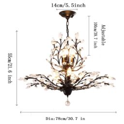 Garwarm 8-Light Vintage Crystal Chandeliers Ceiling Lights LED Light Ceiling Light for Living Room Bedroom Restaurant Porch Chandelier(Black) in Black - thumbnail 2