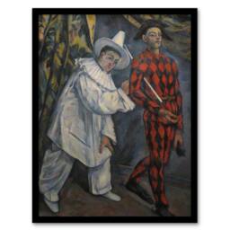 Artery8 Mardi Gras Pierrot Clown & Harlequin Cezanne Framed Wall Art Print - Size: A4 - thumbnail 1