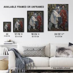 Artery8 Mardi Gras Pierrot Clown & Harlequin Cezanne Framed Wall Art Print - Size: A4 - thumbnail 3