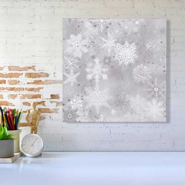 "Warren Reed - Designer Snowflakes Canvas in Silver - Size: W16"" x H16""" - image 1