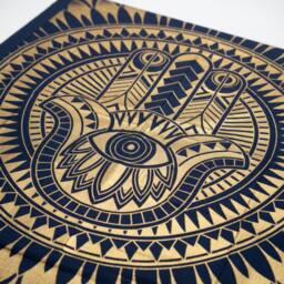 KDMD Double Cotton Bedspread & Wall Hanging - Hamsa Blue Gold Art - thumbnail 2