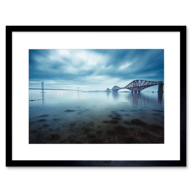 "Artery8 Forth Bridges Edinburgh Scotland Home Decor 12x16"" Framed Art Print in Blue - Size: W12"" x H16""" - image 1