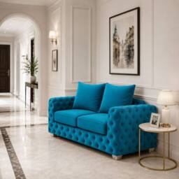 Stratus Interiors Ashley Chesterfield Scatter Back Upholstered Velvet Sofa - 2 Seater in Teal - thumbnail 3