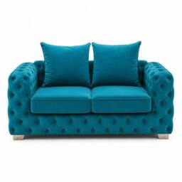 Stratus Interiors Ashley Chesterfield Scatter Back Upholstered Velvet Sofa - 2 Seater in Teal - thumbnail 2
