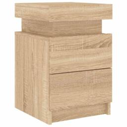 Berkfield Home Bedside Cabinet with LED Lights Sonoma Oak 35x39x55 cm in Light Brown - Size: 35 x 39 x 55 cm - thumbnail 6
