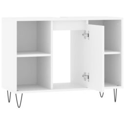 Berkfield Home Bathroom Cabinet White 80x33x60 cm Engineered Wood - Size: 80 x 33 x 60 cm - thumbnail 6