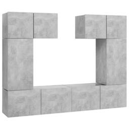Berkfield Home 6 Piece TV Cabinet Set Concrete Grey Engineered Wood - thumbnail 2