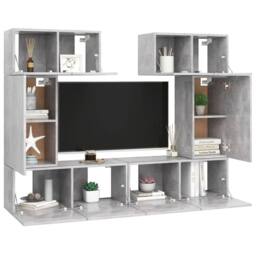 Berkfield Home 6 Piece TV Cabinet Set Concrete Grey Engineered Wood - thumbnail 3