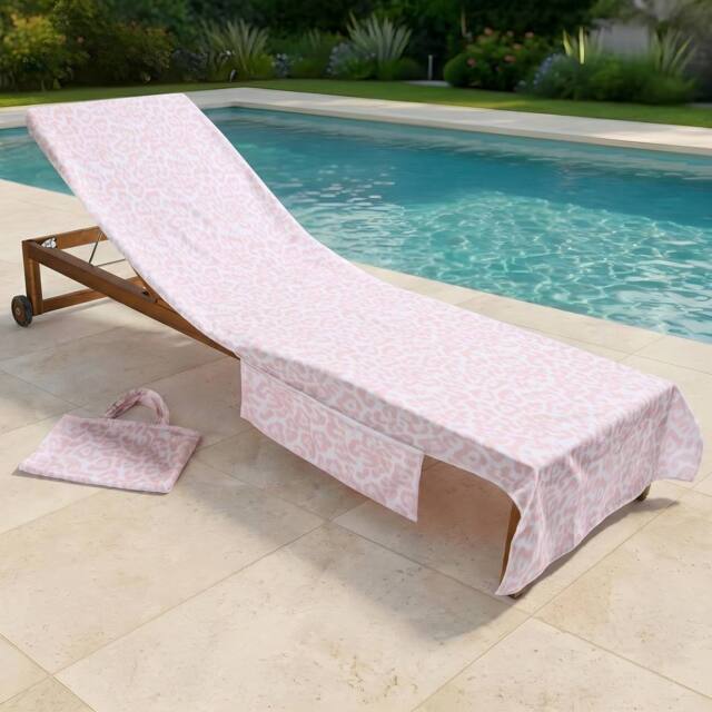 OHS Leopard Beach Towel with Bag Quick Dry Absorbent Travel Spa in Stone - image 1