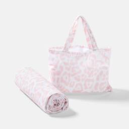 OHS Leopard Beach Towel with Bag Quick Dry Absorbent Travel Spa in Stone - thumbnail 4