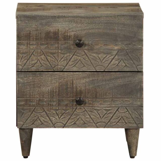 Berkfield Home Beautiful Bedside Cabinet Light Grey 40x33x46 cm Solid Wood Mango - Size: 40 x 33 x 46 cm - image 1