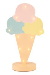 Orsina Ice Cream LED Light, Pastel-Coloured Kids Night Light, Bedroom Lamp With 10 LEDs, Fun Ice Cream Cone Design in Beige