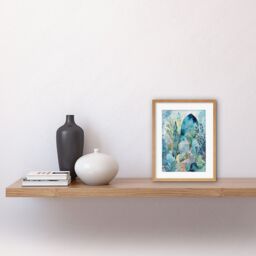 "Artery8 Wall Art Print Coastal Plants & Animals Folk Art Watercolour Painting Artwork Framed 9X7 Inch in Beige - Size: W7"" x H9""" - thumbnail 2