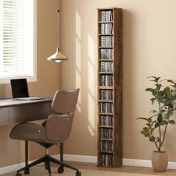 HOMCOM Set of 2 CD Storage Units DVD Shelf with Adjustable Shelves in Brown