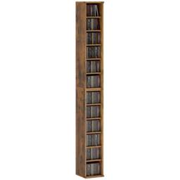 HOMCOM Set of 2 CD Storage Units DVD Shelf with Adjustable Shelves in Brown - thumbnail 2