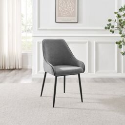 FurnitureboxUK Novara Black Top Dining Table & 6 Beaumont Fabric Chairs in Grey - thumbnail 9