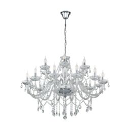 Loops Chandelier Light Chrome Plated Steel & Clear Glass Droplets Bulb E14 18x40W in Metallics