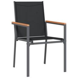 Berkfield Home Beautiful 5 Piece Garden Dining Set Black Textilene & Steel - thumbnail 5