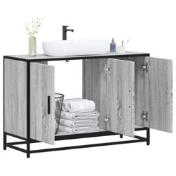Berkfield Home Bathroom Sink Cabinet Grey Sonoma 90x33x60 cm Engineered Wood - Size: 90 x 33 x 60 cm - thumbnail 1