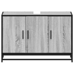 Berkfield Home Bathroom Sink Cabinet Grey Sonoma 90x33x60 cm Engineered Wood - Size: 90 x 33 x 60 cm - thumbnail 5
