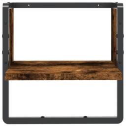 Berkfield Home Wall Shelf with Bar Smoked Oak 30x25x30 cm in Brown - Size: 30 x 25 x 30 cm - thumbnail 4