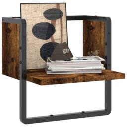 Berkfield Home Wall Shelf with Bar Smoked Oak 30x25x30 cm in Brown - Size: 30 x 25 x 30 cm - thumbnail 3