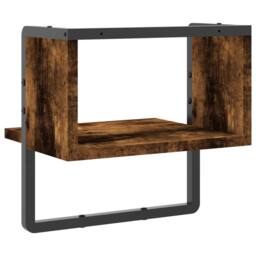 Berkfield Home Wall Shelf with Bar Smoked Oak 30x25x30 cm in Brown - Size: 30 x 25 x 30 cm - thumbnail 6