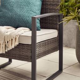 FurnitureboxUK Algarve 2 Seater Rattan Bistro Set with Table in Grey - thumbnail 3