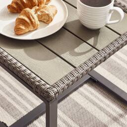 FurnitureboxUK Algarve 2 Seater Rattan Bistro Set with Table in Grey - thumbnail 5