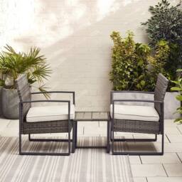 FurnitureboxUK Algarve 2 Seater Rattan Bistro Set with Table in Grey - thumbnail 8
