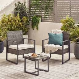 FurnitureboxUK Algarve 2 Seater Rattan Bistro Set with Table in Grey