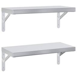 Berkfield Home Wall Shelves 2 pcs 50x23.5 cm Silver Stainless Steel - thumbnail 2