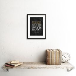"Artery8 Wall Art Print Slate Quote Mae West Only Live Once Artwork Framed 9X7 Inch in Black - Size: W7"" x H9""" - thumbnail 2