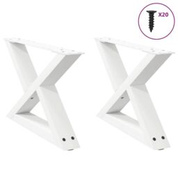 Berkfield Home Coffee Table Legs 2 pcs White 60x(30-31.3) cm Steel - thumbnail 1