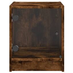 Berkfield Home Bedside Cabinet with Glass Door Smoked Oak 35x37x42 cm in Brown - Size: 35 x 37 x 42 cm - thumbnail 6
