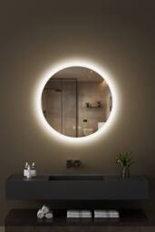 Fascinate 60cm Round LED Bathroom Mirror - Backlit Halo Glow, Shatter-Proof Tempered Glass, Anti-Fog IP44 in Silver - Size: 600mm - thumbnail 1