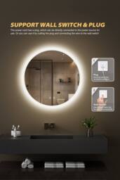 Fascinate 60cm Round LED Bathroom Mirror - Backlit Halo Glow, Shatter-Proof Tempered Glass, Anti-Fog IP44 in Silver - Size: 600mm - thumbnail 6