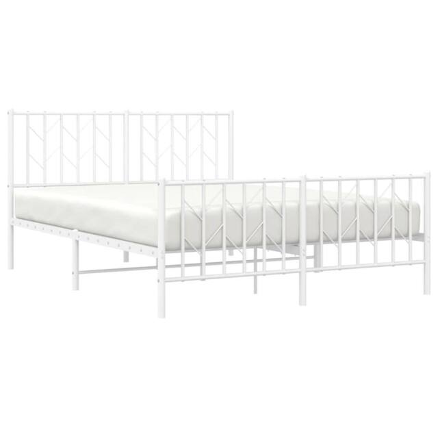Berkfield Home Metal Bed Frame without Mattress with Footboard¬†White 135x190cm in White - Size: 135x190 cm - image 1