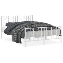 Berkfield Home Metal Bed Frame without Mattress with Footboard¬†White 135x190cm in White - Size: 135x190 cm - thumbnail 3