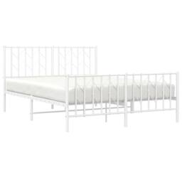 Berkfield Home Metal Bed Frame without Mattress with Footboard¬†White 135x190cm in White - Size: 135x190 cm - thumbnail 1