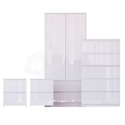 Home Discount Vida Designs Glinton 4Pc Bedroom Set(2Dr Bedsidex2, 5Dr Chest, Wardrobe) in White - thumbnail 5