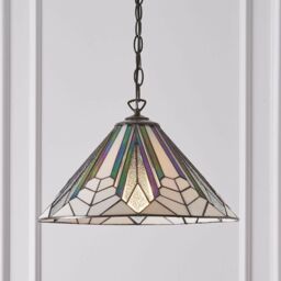 Loops Tiffany Glass Hanging Ceiling Pendant Light Bronze Chain Deco Lamp Shade i00076 in Clear - thumbnail 3