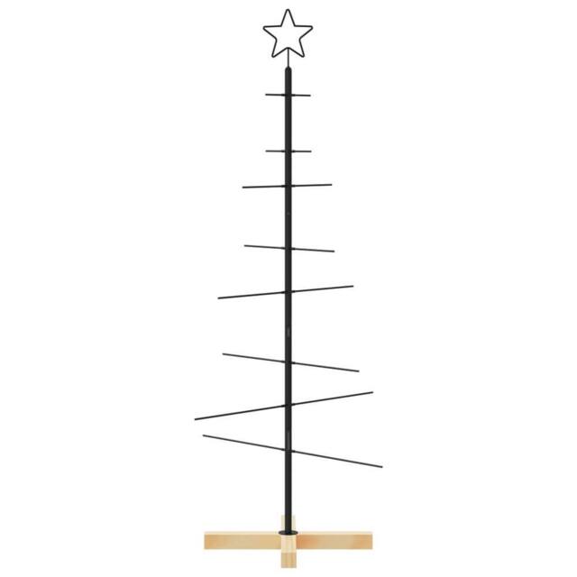 Berkfield Home Metal Christmas Tree with Wooden Base Black 120 cm - image 1