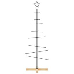 Berkfield Home Metal Christmas Tree with Wooden Base Black 120 cm