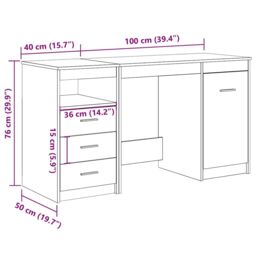 Berkfield Home Desk with Cabinet Old Wood Engineered Wood in Brown - thumbnail 9