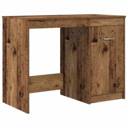 Berkfield Home Desk with Cabinet Old Wood Engineered Wood in Brown - thumbnail 4