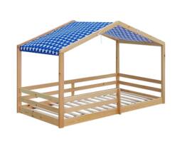Comfy Living Ltd 3ft Wooden House Bed With Blue Tent in Natural - Size: Single - thumbnail 2