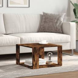 Berkfield Home Decorative Coffee Table Smoked Oak 51.5x51.5x30 cm Engineered Wood in Brown - thumbnail 1