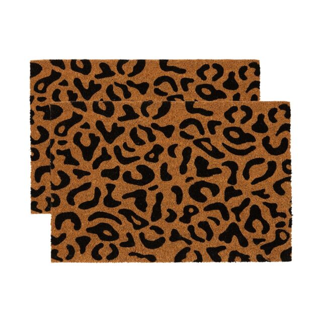 Nicola Spring Coir Door Mats - 60 x 40cm - Leopard - Set of 2 - Size: 40 cm x 60 cm - image 1