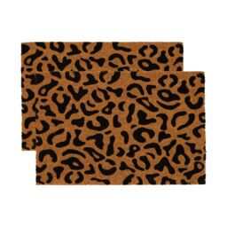 Nicola Spring Coir Door Mats - 60 x 40cm - Leopard - Set of 2 - Size: 40 cm x 60 cm - thumbnail 1